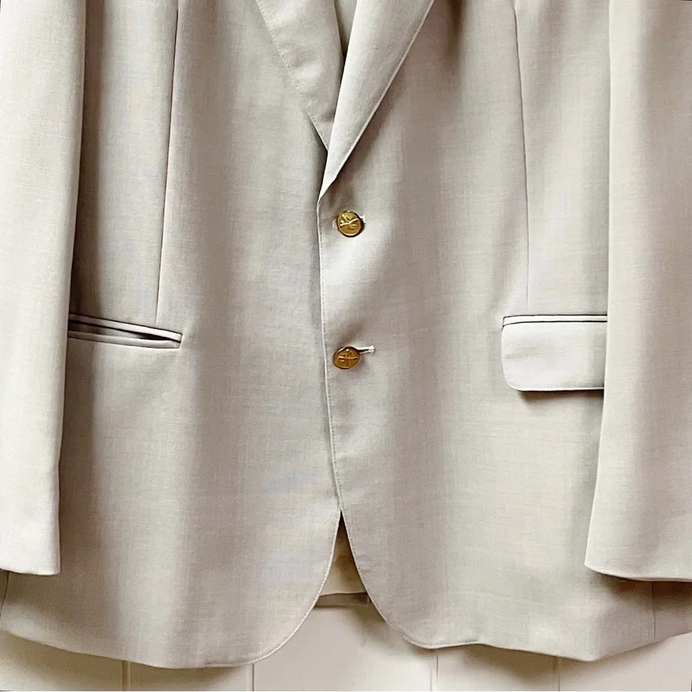 Office Wedding Travel APPLESEEDS Mens Single Breasted Jacket Blazer 46 L Beige